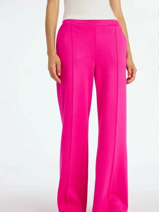 High Rise Wide Leg Hot Pink Women’s Pants Size XS NWT Elastic Back Waistband - Picture 1 of 15